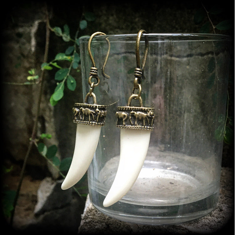 Elephant tusk earrings-Ganesha earrings