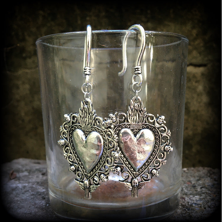 Sacred heart earrings-Milagros earrings