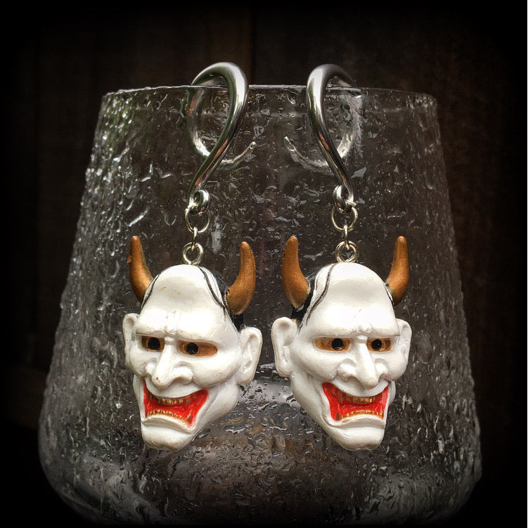 Hannya Mask gauged earrings