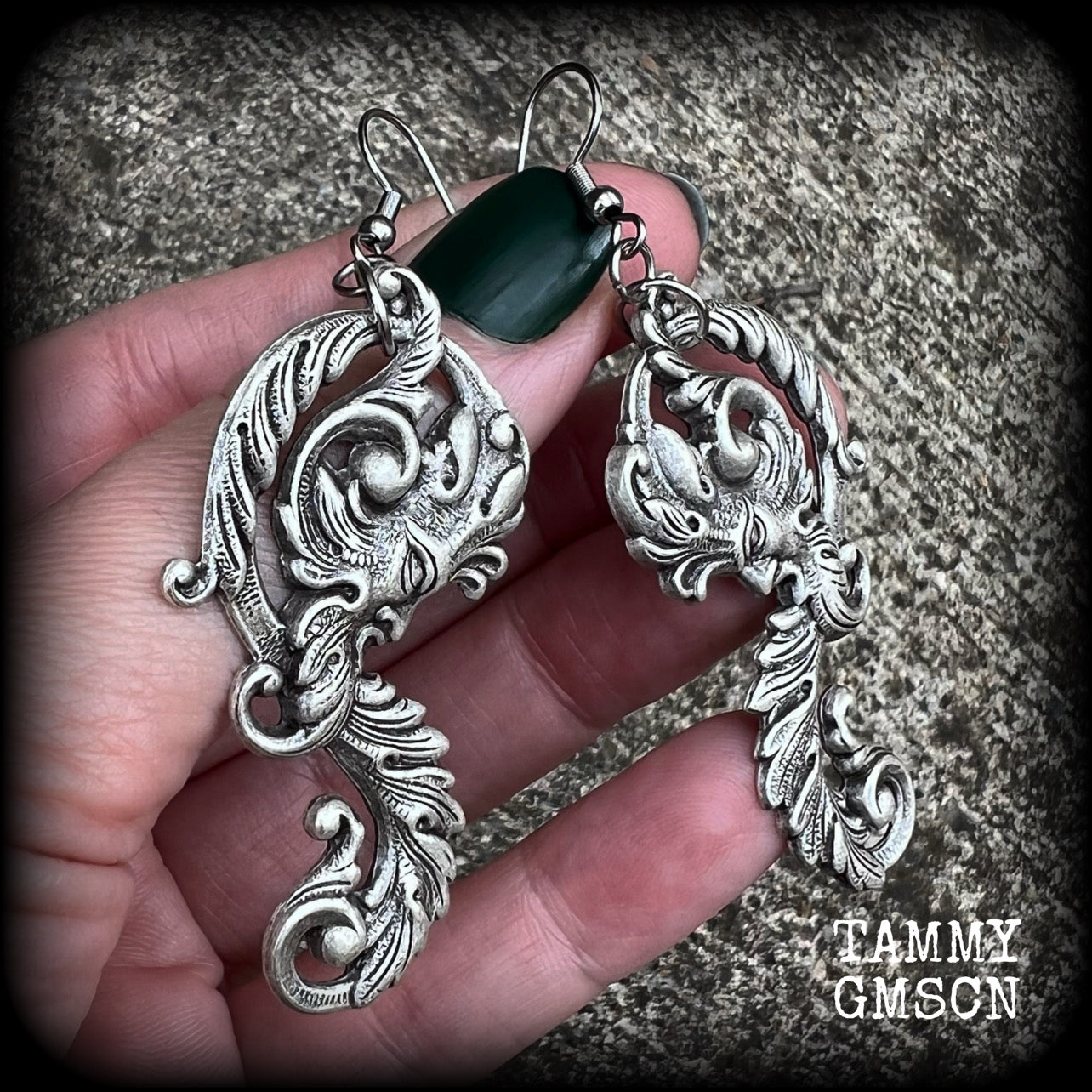 Baroque Green man earrings-Greenman earrings