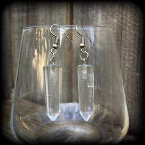 Clear quartz earrings-Gemstone earrings