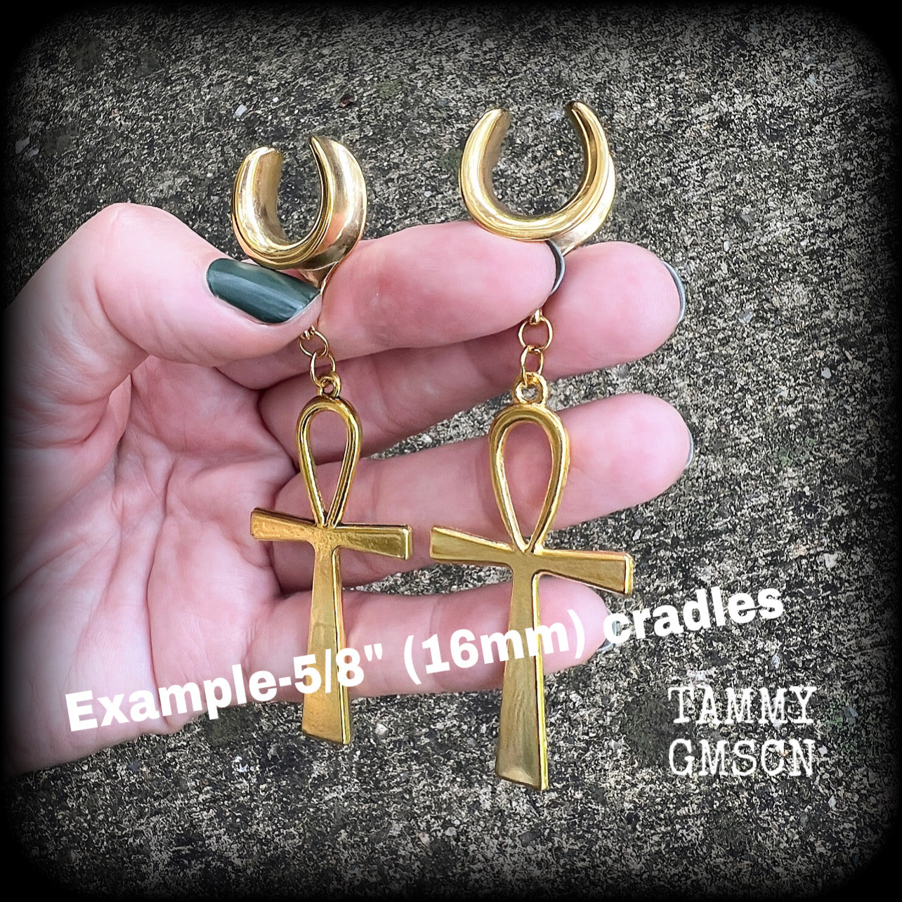 Ankh gauged earrings