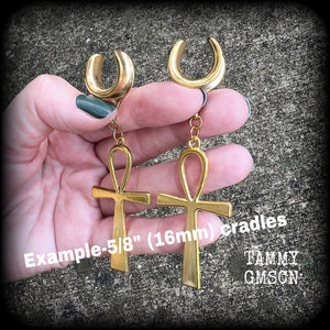 Ankh gauged earrings