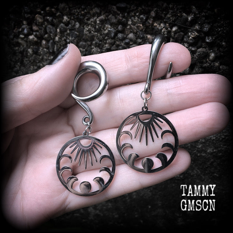 Moon phases gauged earrings