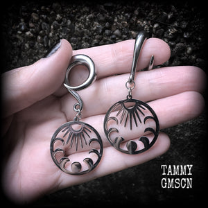 Moon phases gauged earrings