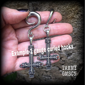 Inverted cross gauged earrings