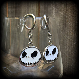 Jack Skellington gauged earrings-Halloween earrings