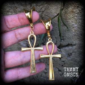 Ankh gauged earrings