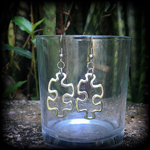 Jigsaw earrings-Puzzle piece earrings