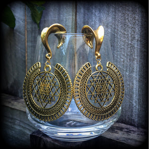 Sri yantra gauged earrings 