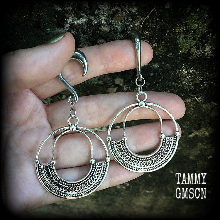 Goddess Ishtar gauged earrings-Tribal ear weights