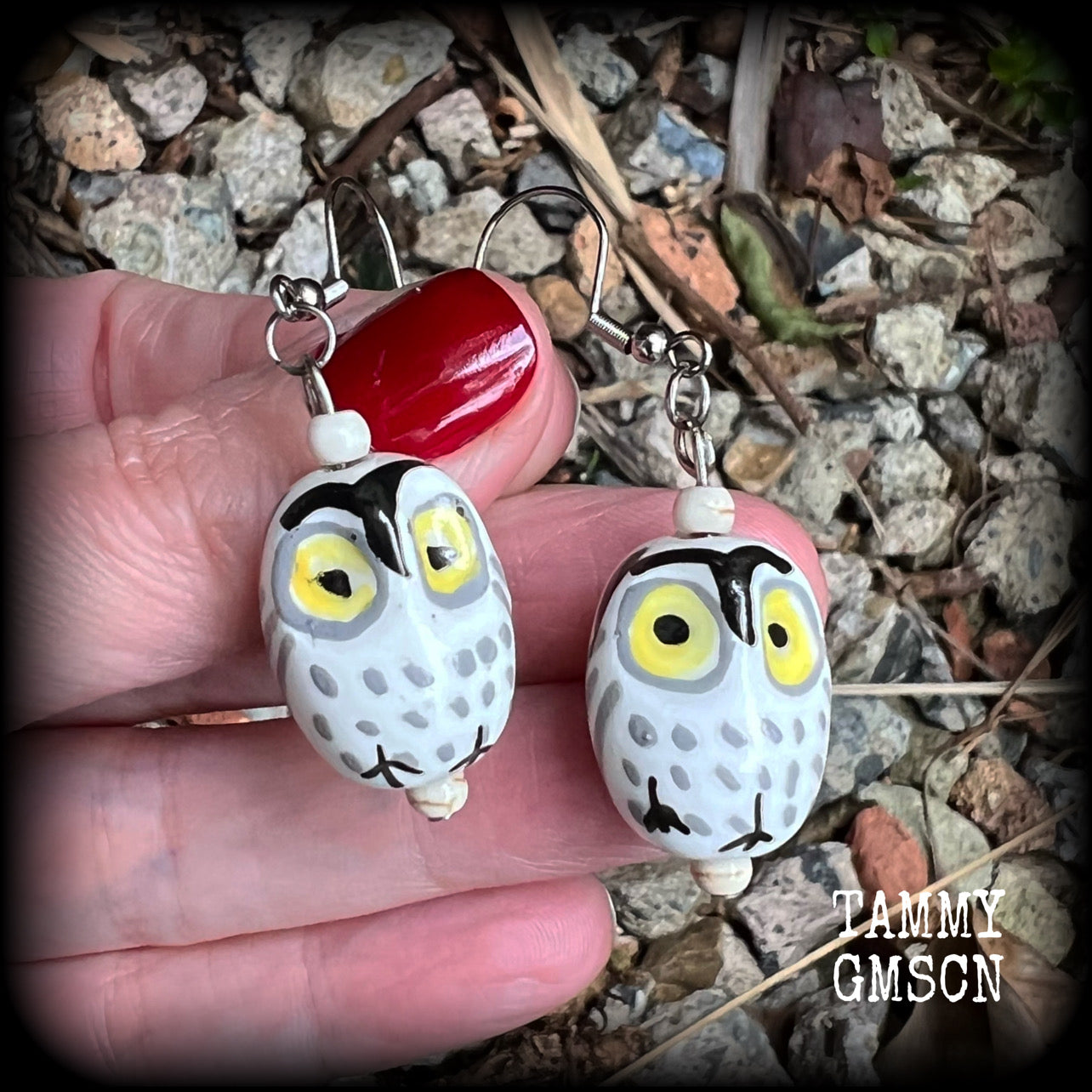 Ceramic owl earrings