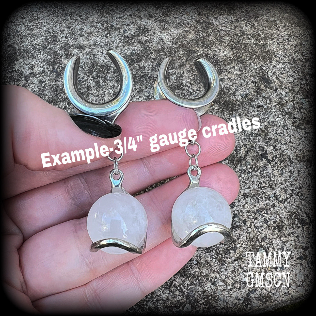 Clear quartz sphere gauged earrings