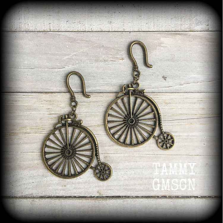 Bronze Penny Farthing earrings