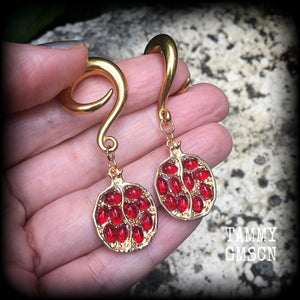 Pomegranate gauged earrings