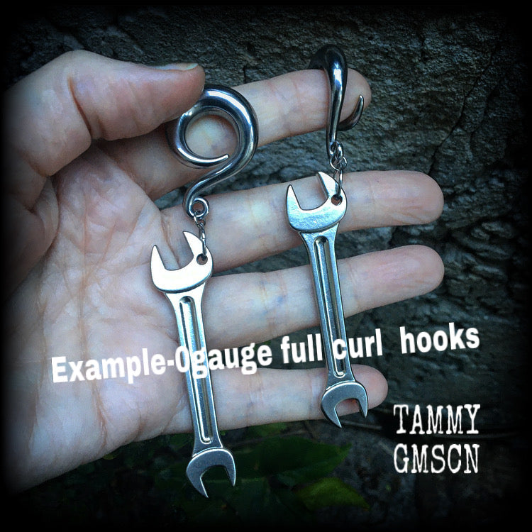 Spanner gauged earrings-Tool earrings