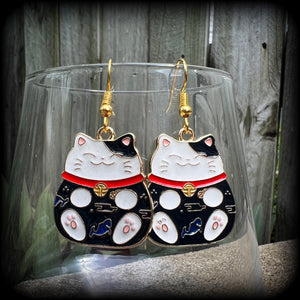 Maneki Neko earrings-Japanese cat earrings