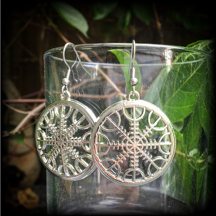 Helm of Awe-Runic wheel earrings