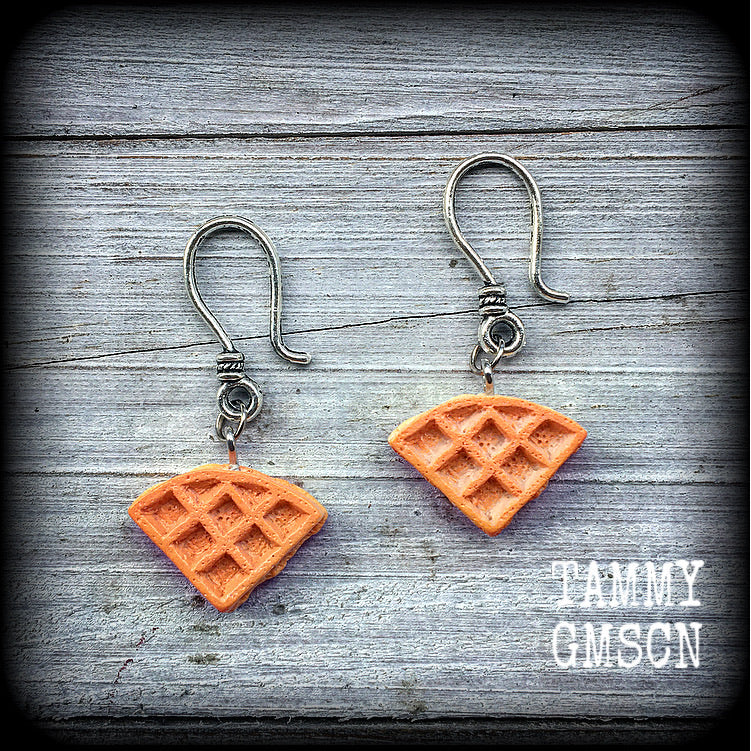 Waffle earrings-Ear hangers