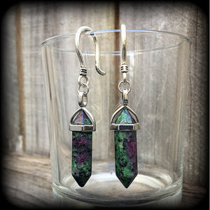 Ruby in fuchsite ear hangers