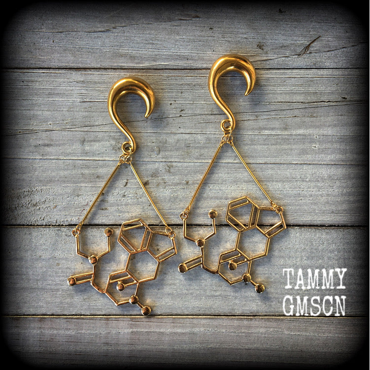 LSD molecule gauged earrings