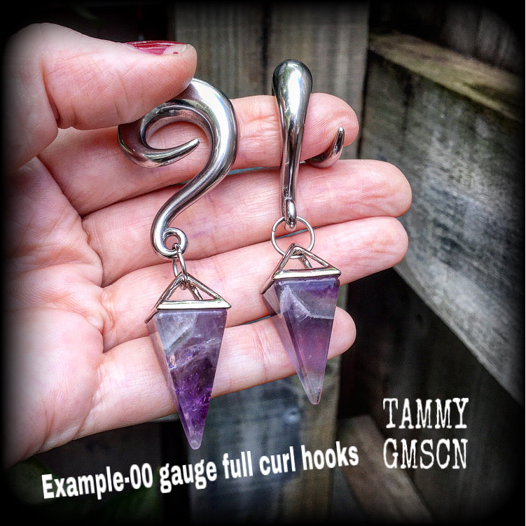 Amethyst gauged earrings