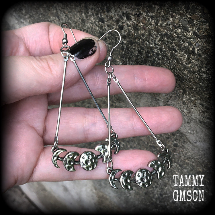 Moon phase earrings-Moon earrings