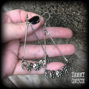 Moon phase earrings-Moon earrings