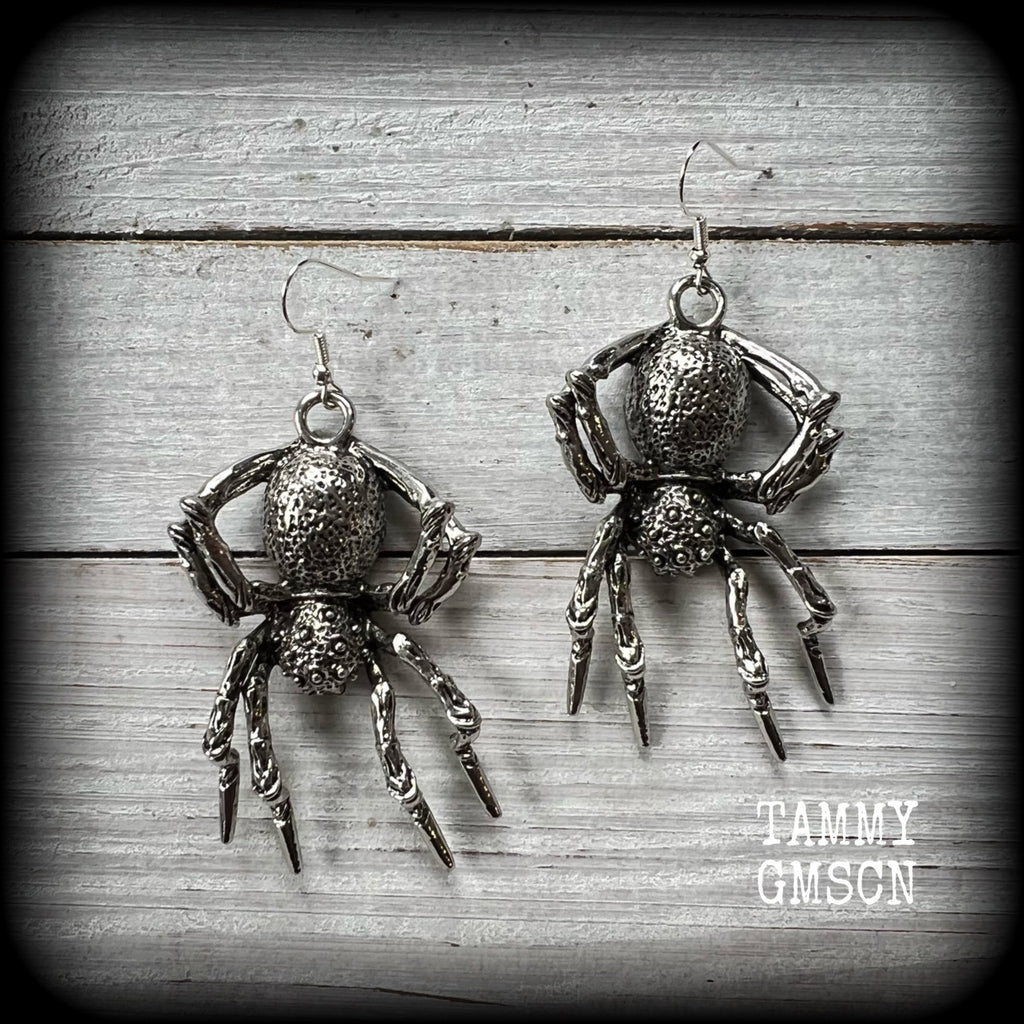 Big spider earrings-Arachnid earrings