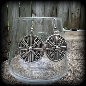 Viking shield earrings-Norse earrings