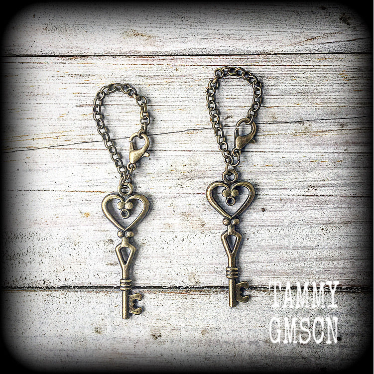 Steampunk key earrings-Industrial earrings
