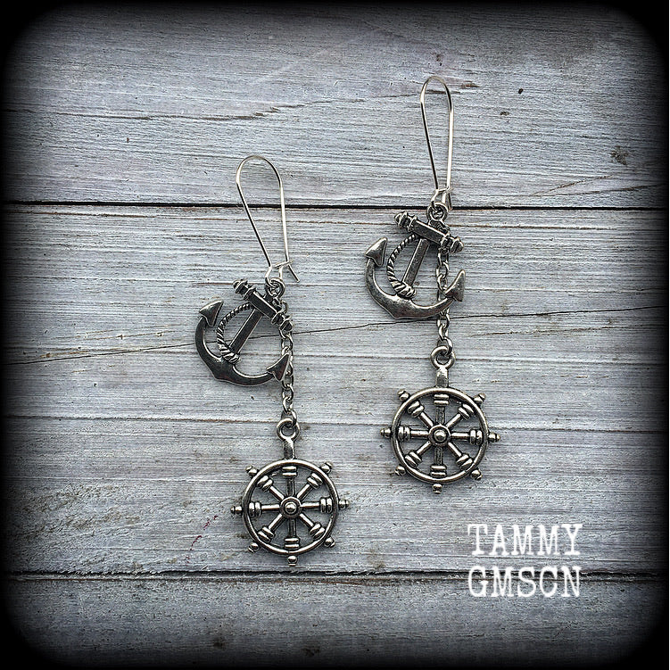 Anchor earrings-Nautical earrings