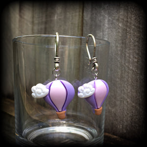 Purple hot air balloon earrings-Cute earrings