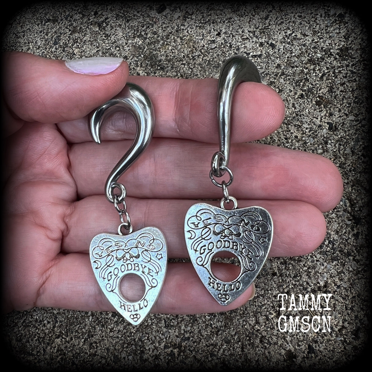 Ouija board planchette gauged earrings