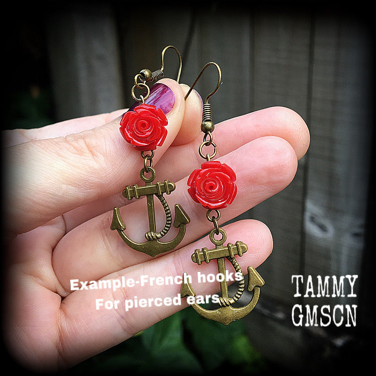 Anchor earrings-Rose earrings