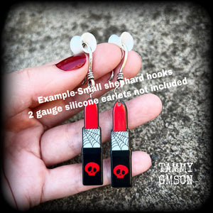 Goth lipstick earrings-Halloween earrings