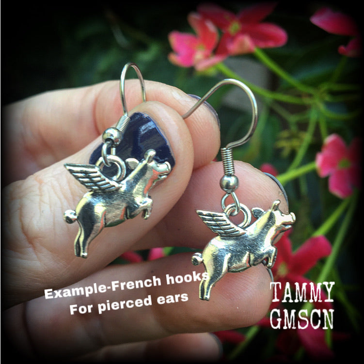 Pig earrings-Flying pig earrings