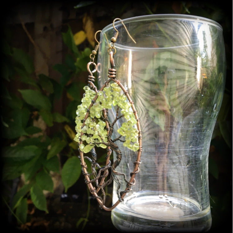 Tree of life earrings-Peridot earrings