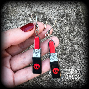 Goth lipstick earrings-Halloween earrings