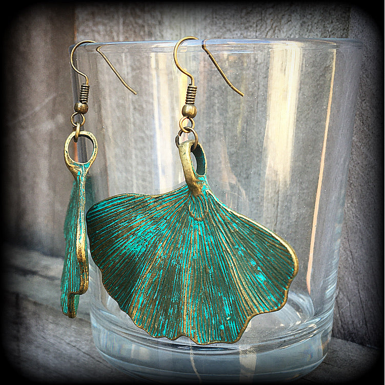 Ginkgo leaf earrings-Lotus earrings