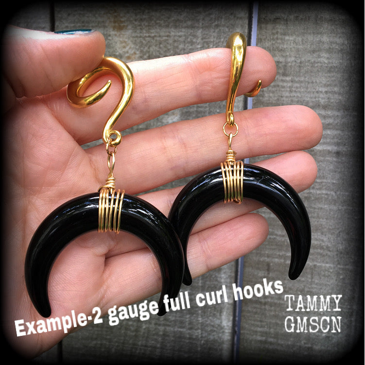 Artemis double horn gauged earrings