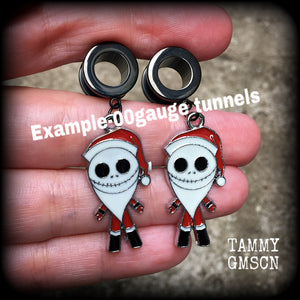 Jack Skellington earrings-Christmas tunnel earrings