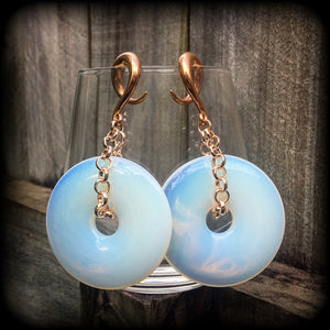 Opalite gauged earrings-Ear weights