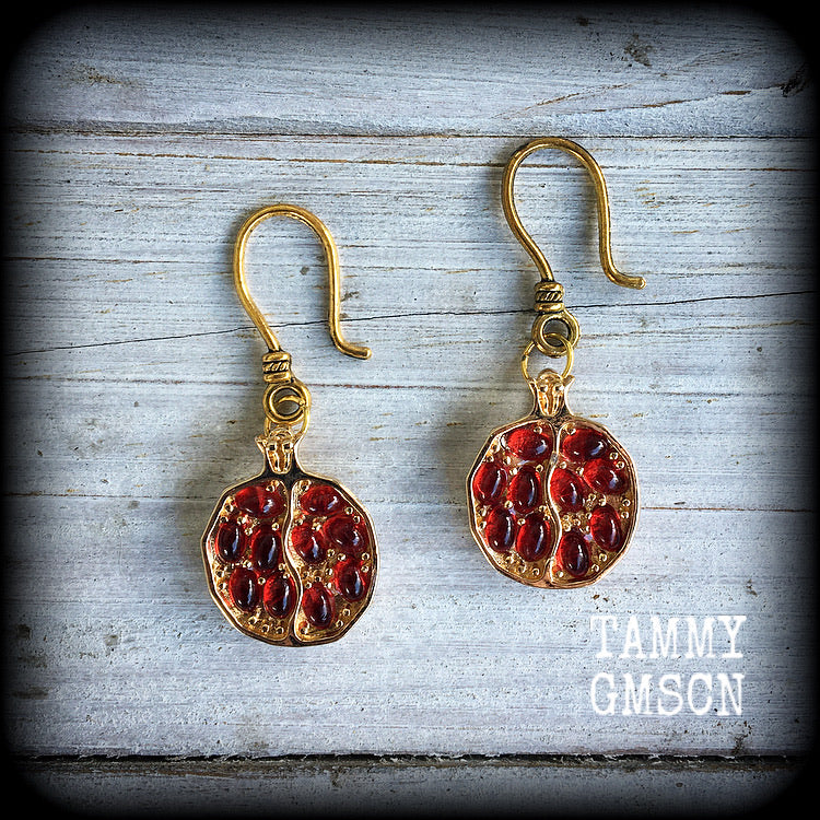 Persephone earrings-Pomegranate ear hangers