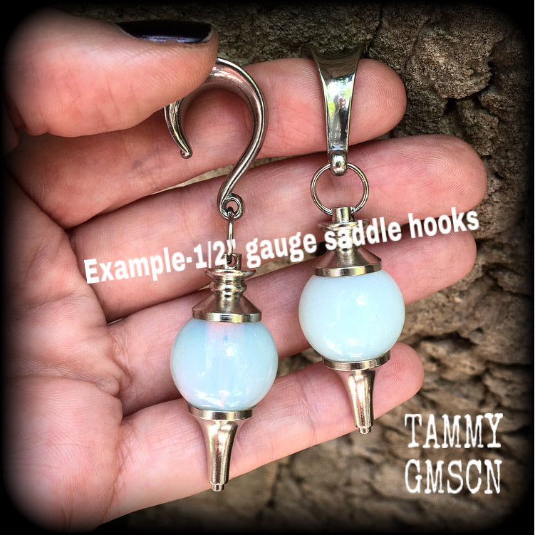 Opalite gauged earrings