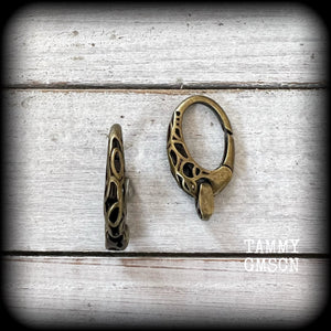 DIY antique bronze snap rings for tunnel earrings