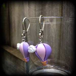 Purple hot air balloon earrings-Cute earrings