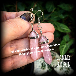 Rose quartz earrings-Gemstone earrings