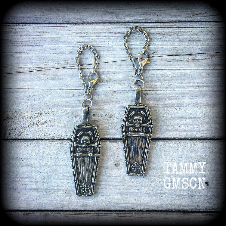 Coffin tunnel dangles-Halloween earrings