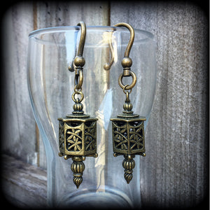 Bronze lantern earrings-Ear hangers